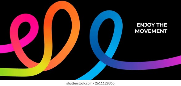 Abstract Color Line Background with a Gradient.Curve Shape Pattern. Loop and Spiral Rainbow Ribbons