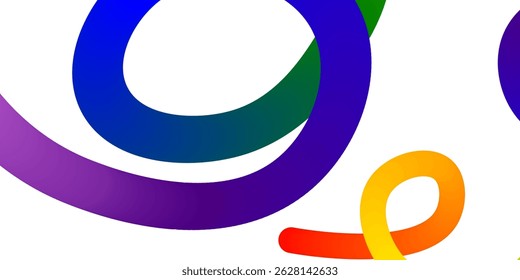 Abstract Color Line Background with a Gradient.Curve Shape Pattern. Loop and Spiral Rainbow Ribbons
