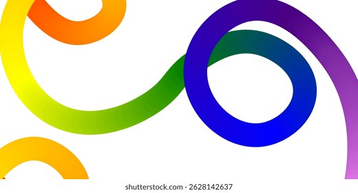 Abstract Color Line Background with a Gradient.Curve Shape Pattern. Loop and Spiral Rainbow Ribbons