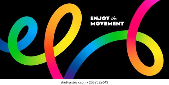 Abstract Color Line Pattern. Gradient Background with Curve Dynamic Shapes. 3D Vector Rainbow Ribbons. Fun Wavy Geometric Graphic Design