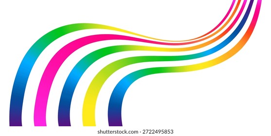 Patrón de línea de color Abstractas. Rainbow Linear Wave con Perspectiva. Gráfico dinámico de Curve Sport. Fondo geométrico con concepto de velocidad, crecimiento y deporte moderno