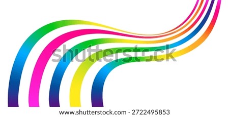 Abstract Color Line Pattern. Rainbow Linear Wave with Perspective. Curve Sport Dynamic Graphic. Geometric Background with Concept of Speed, Growth and Modern Sport