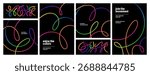 Abstract Color Line Shape Graphics. Vector Gradient Line Pattern Design. 3D Modern Backgrounds with Rainbow Colored Ribbon Waves