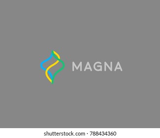 Abstract color line vector logotype. Motion wave flow logo icon symbol. 