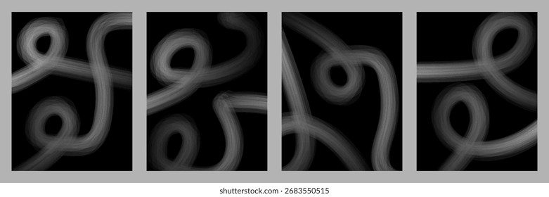 Abstract Color Lines Background. Wave Shape Pattern. White Fluid Graphic Element. Poster with Wavy Ribbons and 3D Spirals.