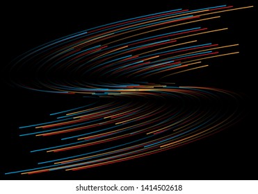 Abstract color lines curve wave on black design modern futuristic background vector illustration.