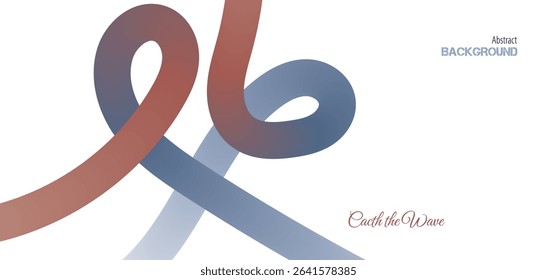 Abstract Color Lines with dusty blue Gradient palette on a White Background. Vector Curved Shapes - Design Elements for Pattern and Posters. 3D Wave Doodle Ribbons