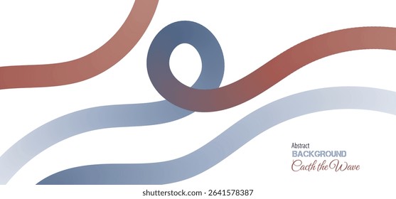 Abstract Color Lines with dusty blue Gradient palette on a White Background. Vector Curved Shapes - Design Elements for Pattern and Posters. 3D Wave Doodle Ribbons