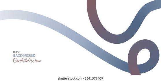Abstract Color Lines with dusty blue Gradient palette on a White Background. Vector Curved Shapes - Design Elements for Pattern and Posters. 3D Wave Doodle Ribbons