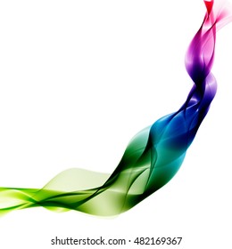 Abstract color lines in motion on white background