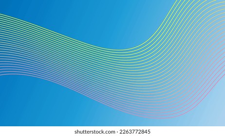 Abstract color lines pattern on blue background. Vector graphic illustration.