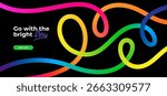 Abstract Color Lines Pattern. Vector Rainbow Gradient Ribbons. Wave Shape Flow Lines on Black Background. 