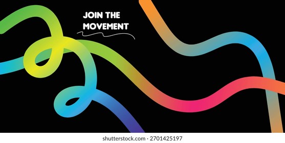 Abstract Color Lines Pattern. Vector Rainbow Gradient Ribbons. Wave Shape Flow Lines. Editable design
