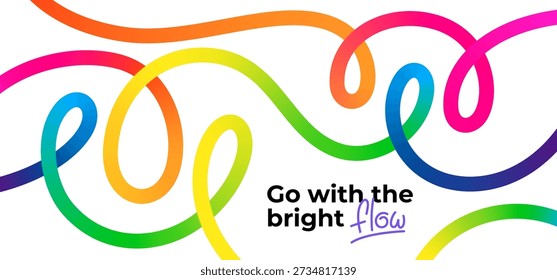 Abstract Color Lines Pattern. Vector Rainbow Gradient Ribbons. Wave Shape Flow Lines Background