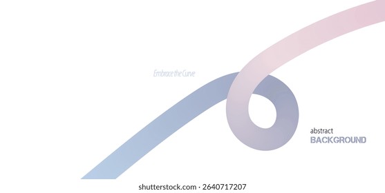Abstract Color Lines with Pink Gradient on a White Background. Vector Curved Shapes - Design Elements for Pattern and Posters. 3D Wave Doodle Ribbons