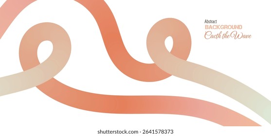 Abstract Color Lines with Soft Coral Gradient on a White Background. Vector Curved Shapes - Design Elements for Pattern and Posters. 3D Wave Doodle Ribbons