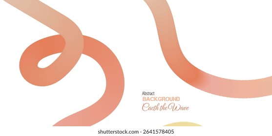Abstract Color Lines with Soft Coral Gradient on a White Background. Vector Curved Shapes - Design Elements for Pattern and Posters. 3D Wave Doodle Ribbons