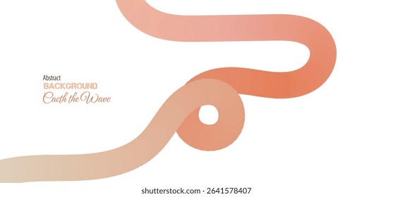 Abstract Color Lines with Soft Coral Gradient on a White Background. Vector Curved Shapes - Design Elements for Pattern and Posters. 3D Wave Doodle Ribbons