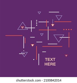 Abstract color lines and triangles on color background Dynamic shapes. Vector simple style design