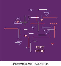 Abstract color lines and triangles on color background Dynamic shapes. Vector simple style design.