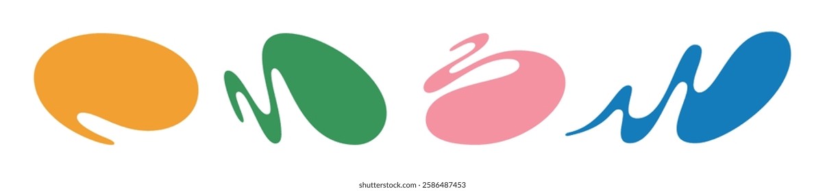 Abstract color liquid shape set. Modern wave pattern collection. Vector playful forms for background design. Graphic organic logo figure, bubble, blob, circle, curve, splash, splodge