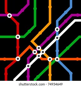 Abstract color metro scheme seamless background on black