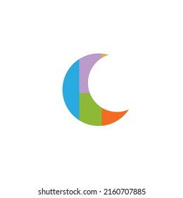 Abstract color moon shape logo vector illustration, for icon, sticker, game and the other