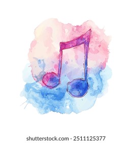 abstract color of music notes vector illustration in watercolor style