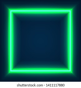 Abstract color neon square with glowing lines. Design element for your ad, sign, poster, banner. Vector illustration