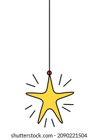 Abstract color new year toys as continuous line drawing on white background. Vector