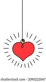 Abstract color new year toys as continuous line drawing on white background. Vector