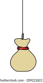 Abstract color new year toys as continuous line drawing on white background. Vector