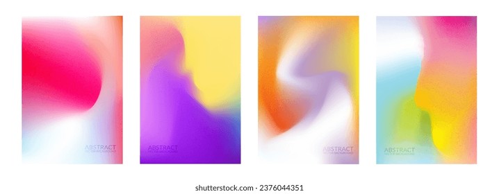 Abstract color noise gradient vector background. Gradation poster with bright grainy texture. Soft holographic pattern. A4 fluorescent vibrant graphic design. Trendy pink unique futuristic template
