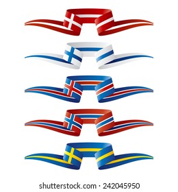 Abstract color North Europe flags ribbon