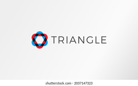 abstract color overlay logo template, round triangle oval shape, red and blue color logotype concept, aim vector illustration.