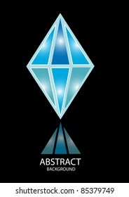 abstract color page layout with glossy gradient diamond crystal isolated on black background with place for your text