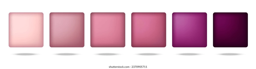 Abstract color palette. Blush powder compact, Shadow Cosmetics for Eye Makeup palette isolated on white background. Coral, pink, purple colors for fashion. Vector illustration. Art design Vektor Stok