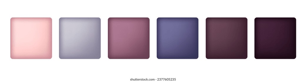 Abstract color palette. Blush powder compact, Shadow Cosmetics for Eye Makeup palette isolated on white background. Coral, lilac, purple colors for fashion. Vector illustration. Art design