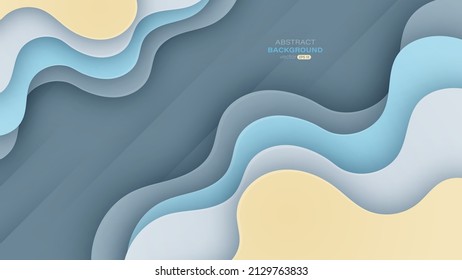 Papel de color abstracto cortado con fondo de capas onduladas. Objetos realistas en 3d con curvas suaves. Ilustración del vector