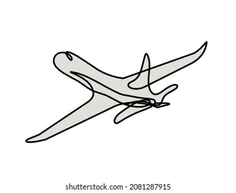 Abstract color paper plane as line drawing on white as background. Vector