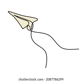 Abstract color paper plane as line drawing on white as background. Vector