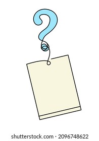 Abstract color paper with question mark as line drawing on white as background. Vector