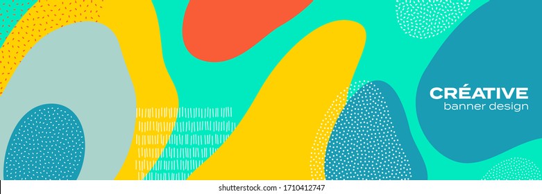 Fondo de patrón de color abstracto, textura de doodle vectorial medio tono. Forma de color de líquido de tendencia y fondo de estilo de diversión de caricatura creativa