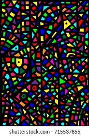 Abstract color pattern and black outline seamless