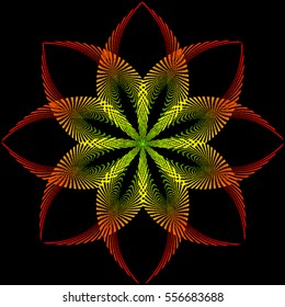Abstract color pattern in the form of a flower on a black background. vector illustration
