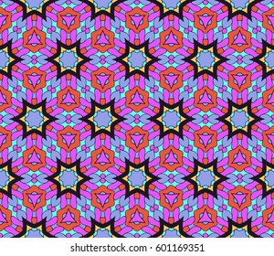 Abstract color pattern in the form of a multicolored mosaic with elements of lace and floral ornament. vector illustration. For textiles, design, wallpapers, greeting cards, products for home