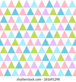 Abstract color pattern of geometric shapes. Triangles. Retro triangle background. Cartoon seamless pattern for lovely baby designs