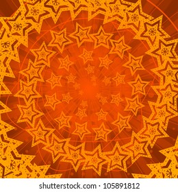 Abstract color pattern, holiday stars on red background. Vector