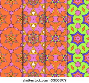 Abstract color pattern set in the form of a multicolored mosaic with elements of lace and floral ornament. vector illustration. For textiles, design, wallpapers, greeting cards, products for home