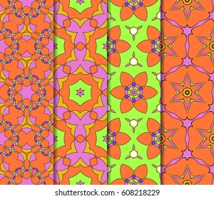 Abstract color pattern set in the form of a multicolored mosaic with elements of lace and floral ornament. vector illustration. For textiles, design, wallpapers, greeting cards, products for home